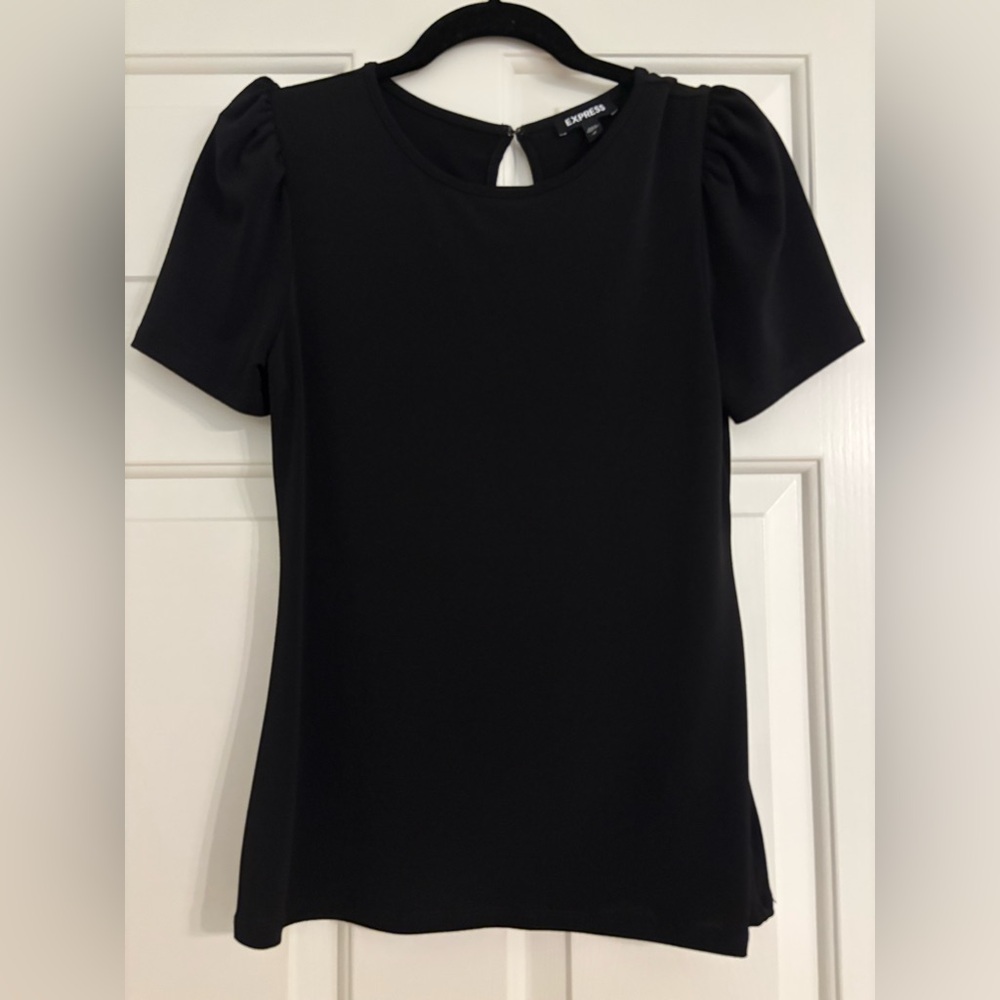 Express Black Puff Sleeve Blouse in Black